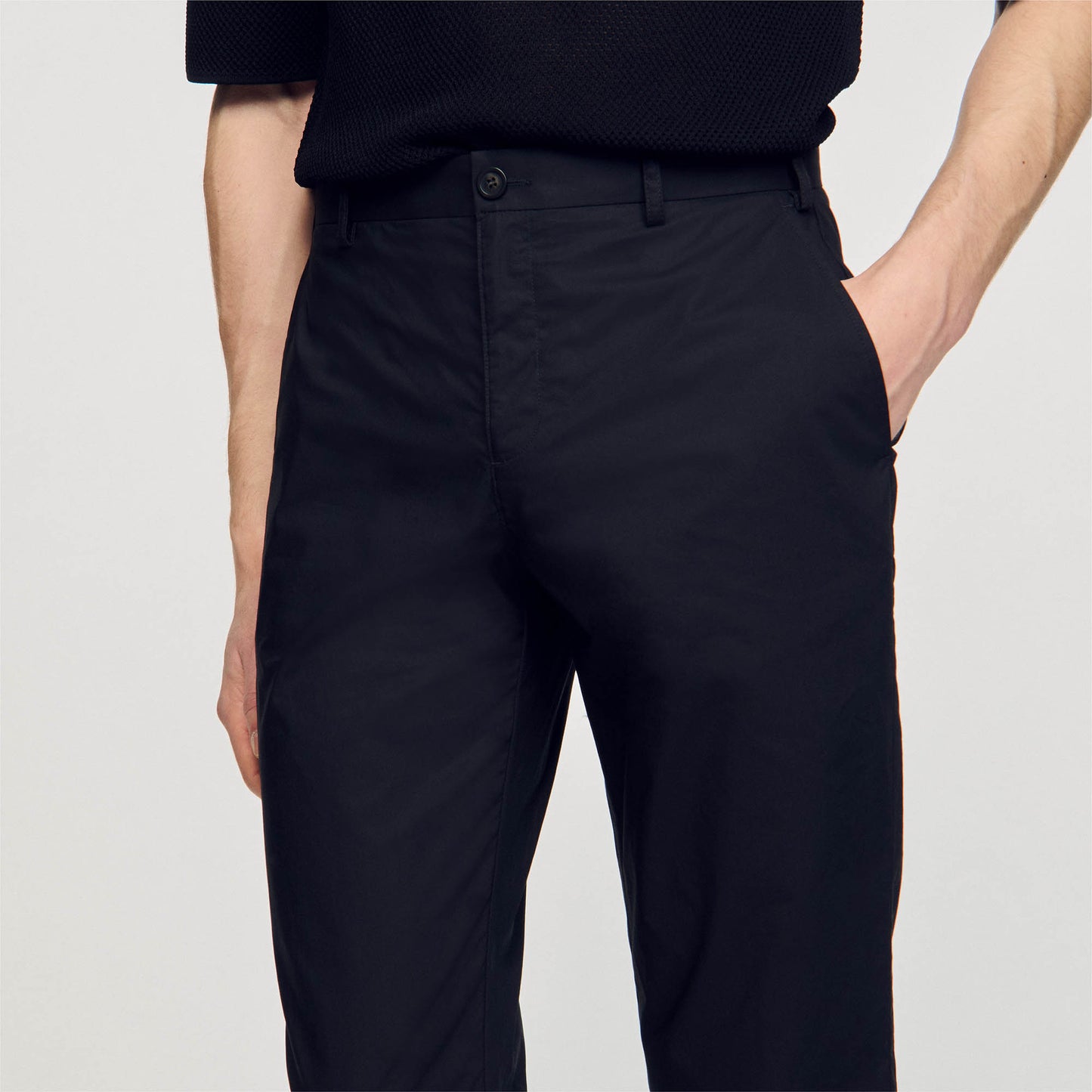 Cotton Carrot Cut Trousers Black