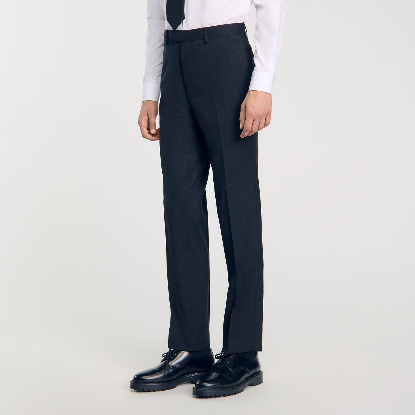 Chalk Striped Suit Trousers Black