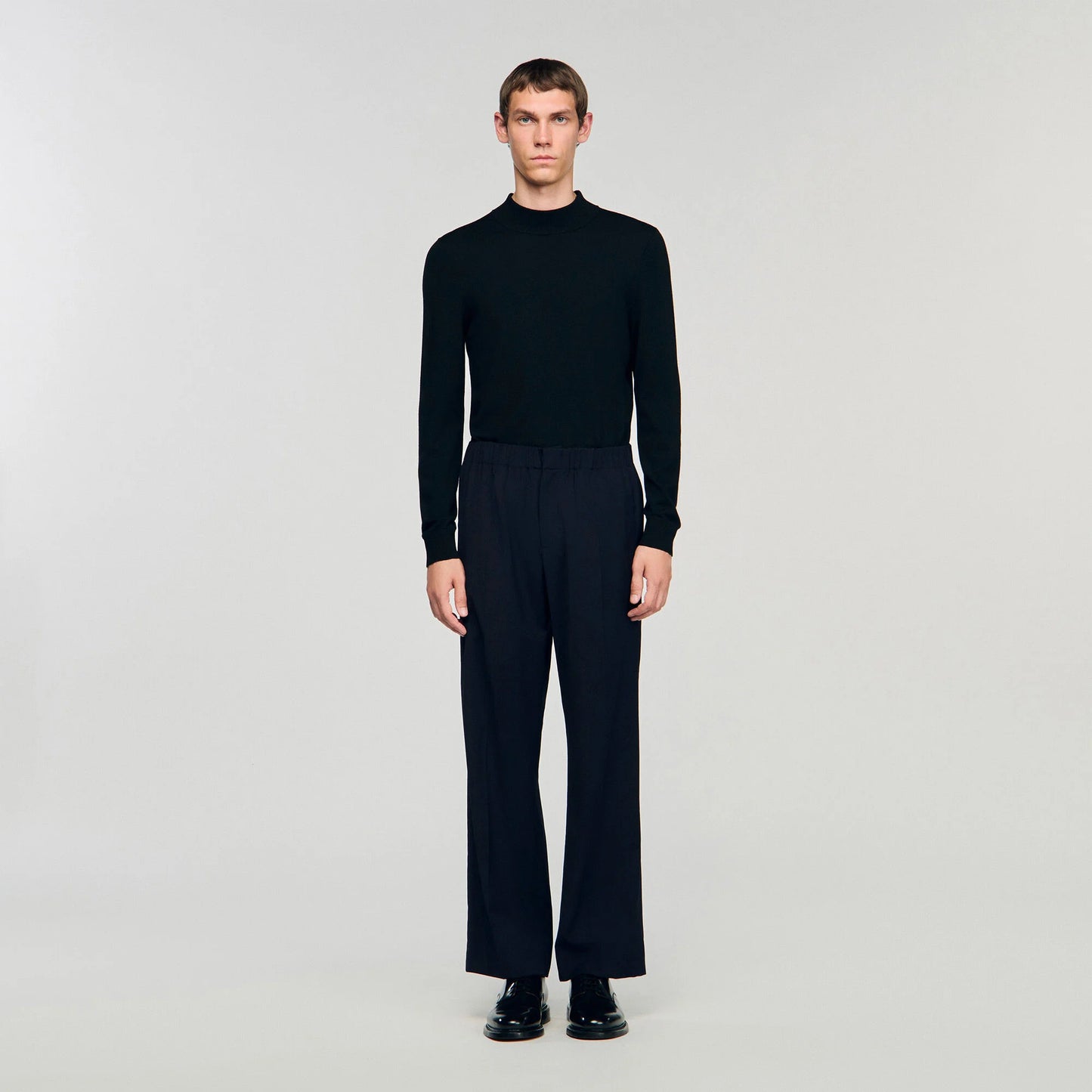 Alpha Large Wide-Leg Trousers Navy Blue