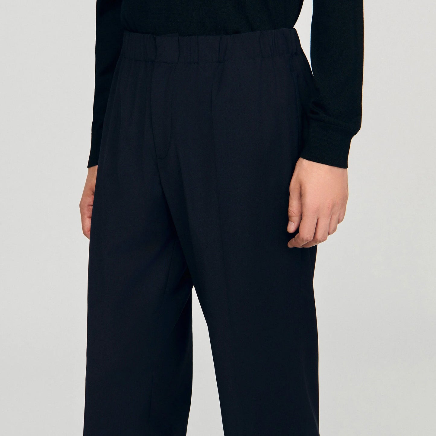 Alpha Large Wide-Leg Trousers Navy Blue