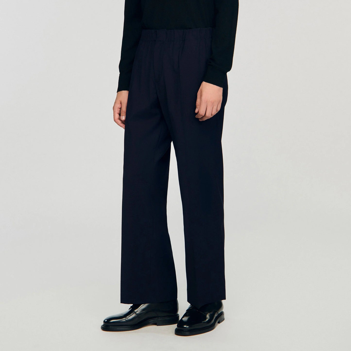 Alpha Large Wide-Leg Trousers Navy Blue