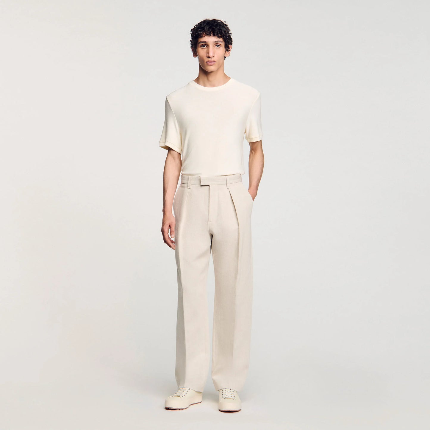 Gerard Pant Linen Wide-Leg Trousers With Creases Oats