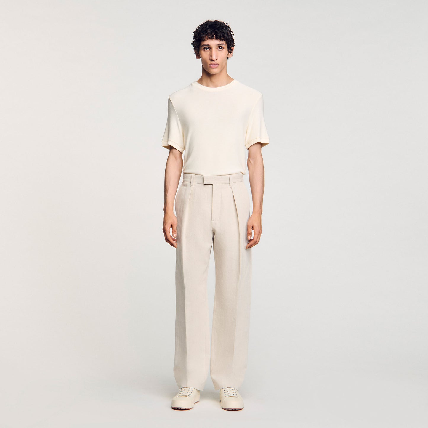 Gerard Pant Linen Wide-Leg Trousers With Creases Oats