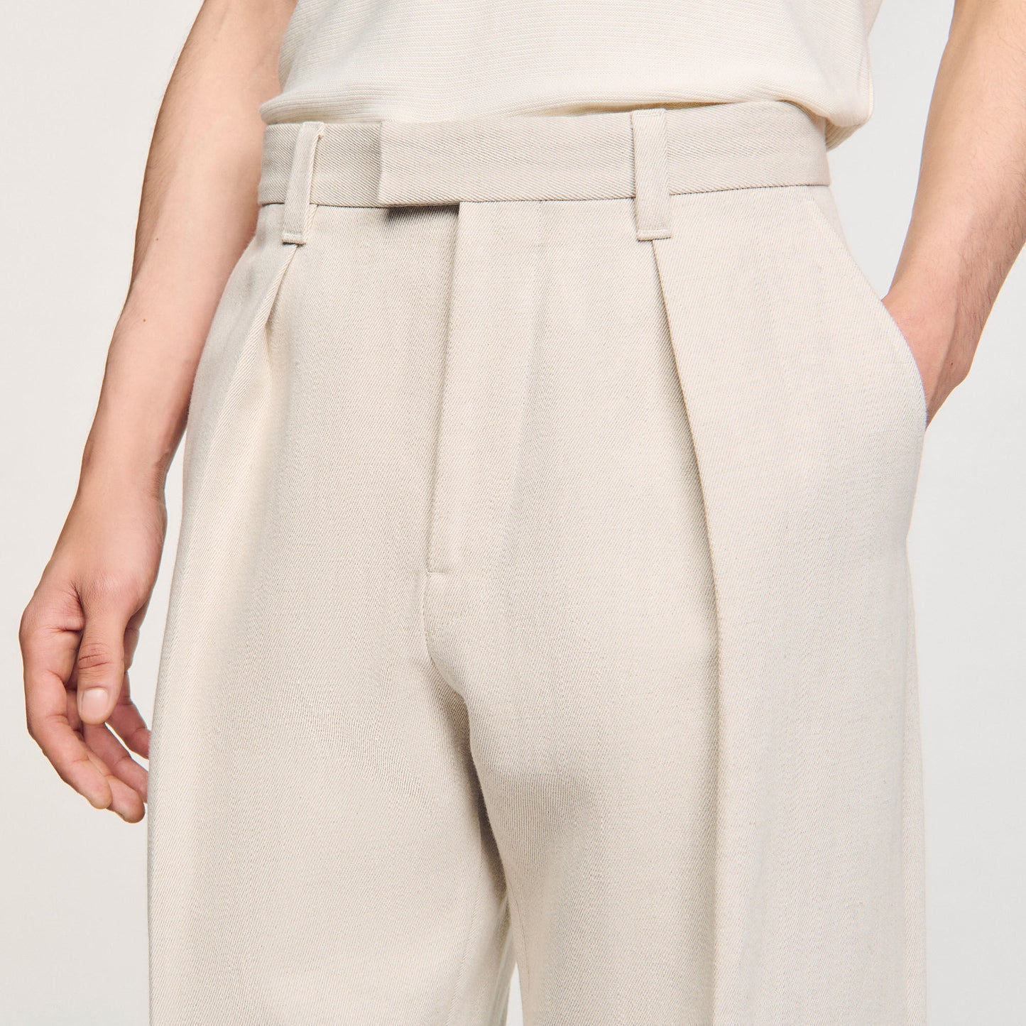 Gerard Pant Linen Wide-Leg Trousers With Creases Oats