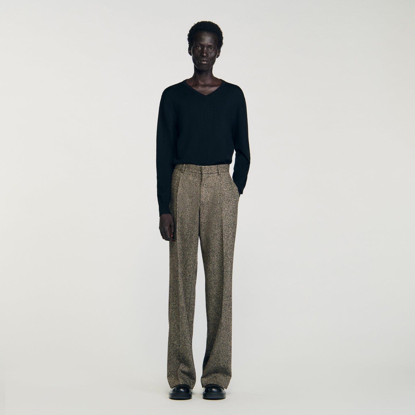 Tweed Suit Wide-Leg Suit Trousers String Chine