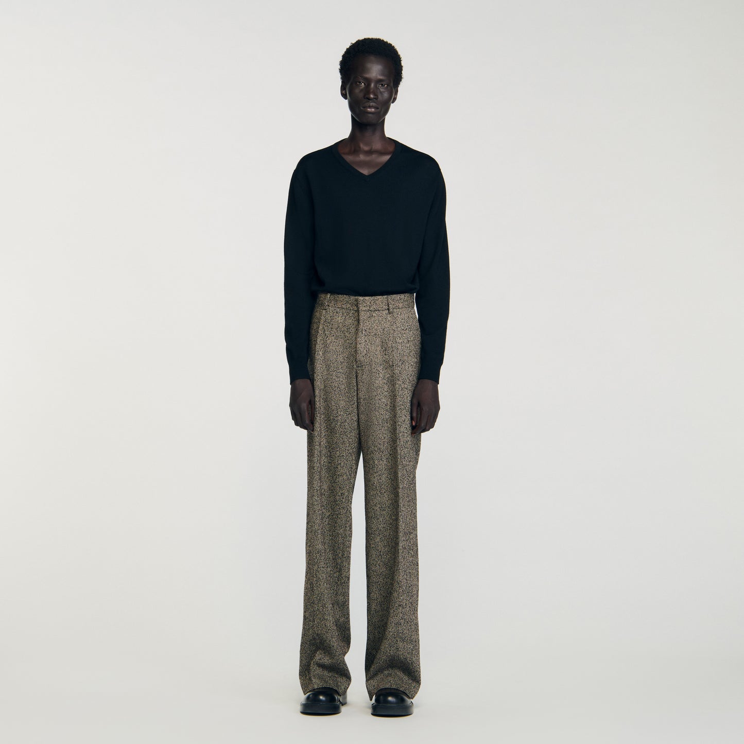 Tweed Suit Wide-Leg Suit Trousers String Chine