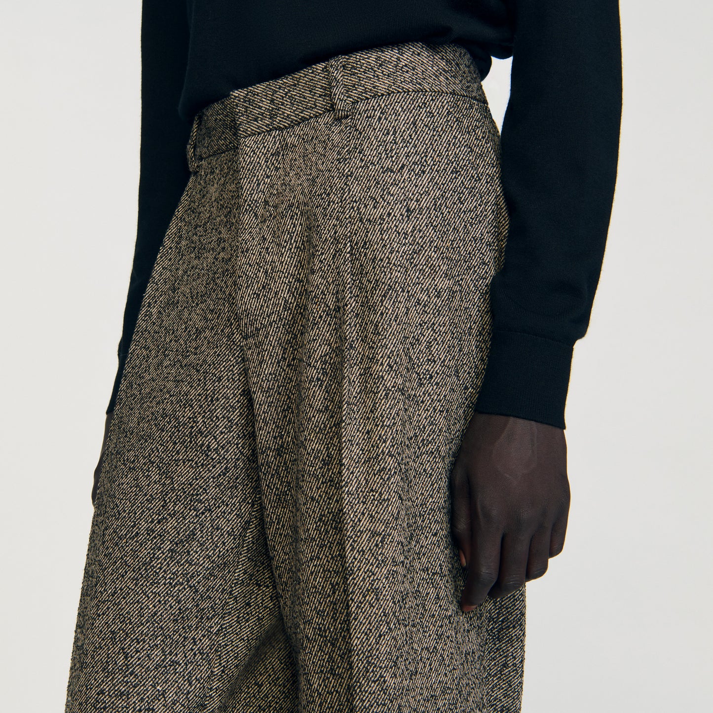 Tweed Suit Wide-Leg Suit Trousers String Chine