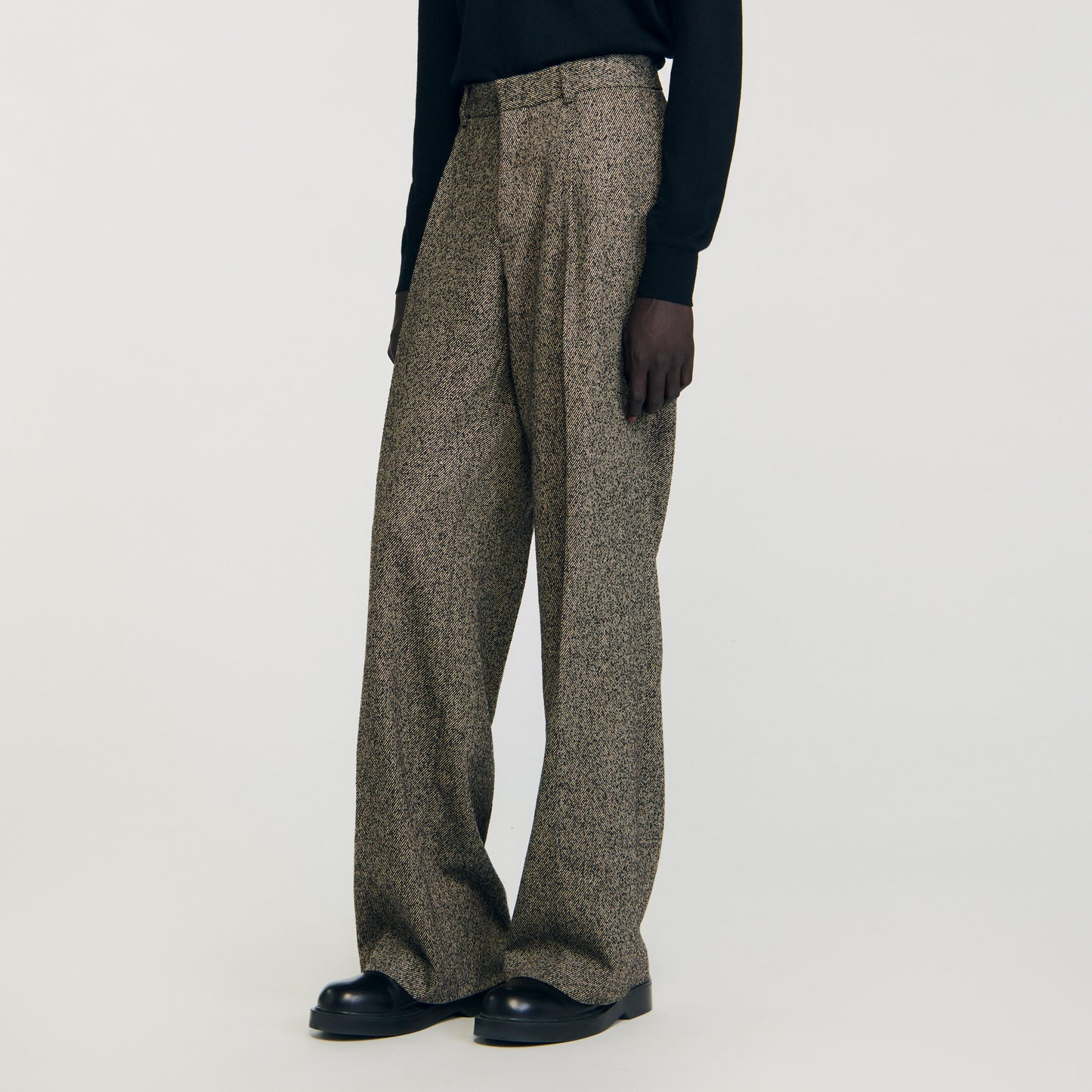 Tweed Suit Wide-Leg Suit Trousers String Chine