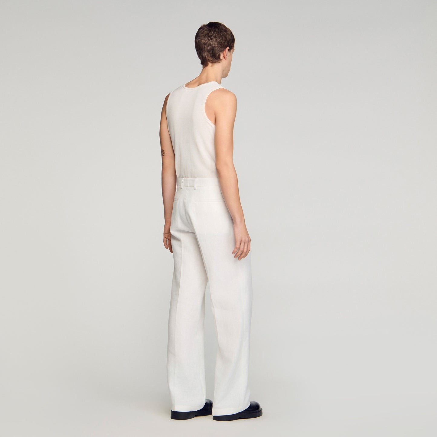 Croise Mode Lin Linen Suit Trousers WHITE