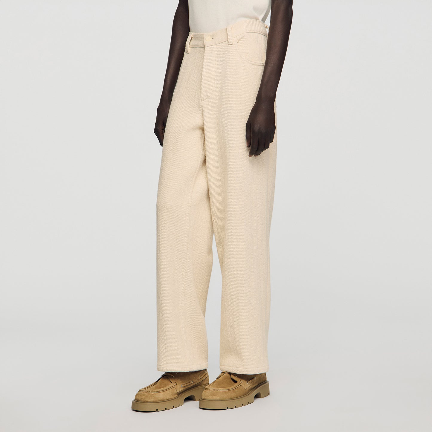 Balloon Pant Worker Wide-Leg Cotton Trousers Ecru