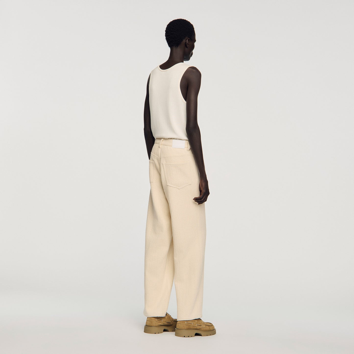 Balloon Pant Worker Wide-Leg Cotton Trousers Ecru