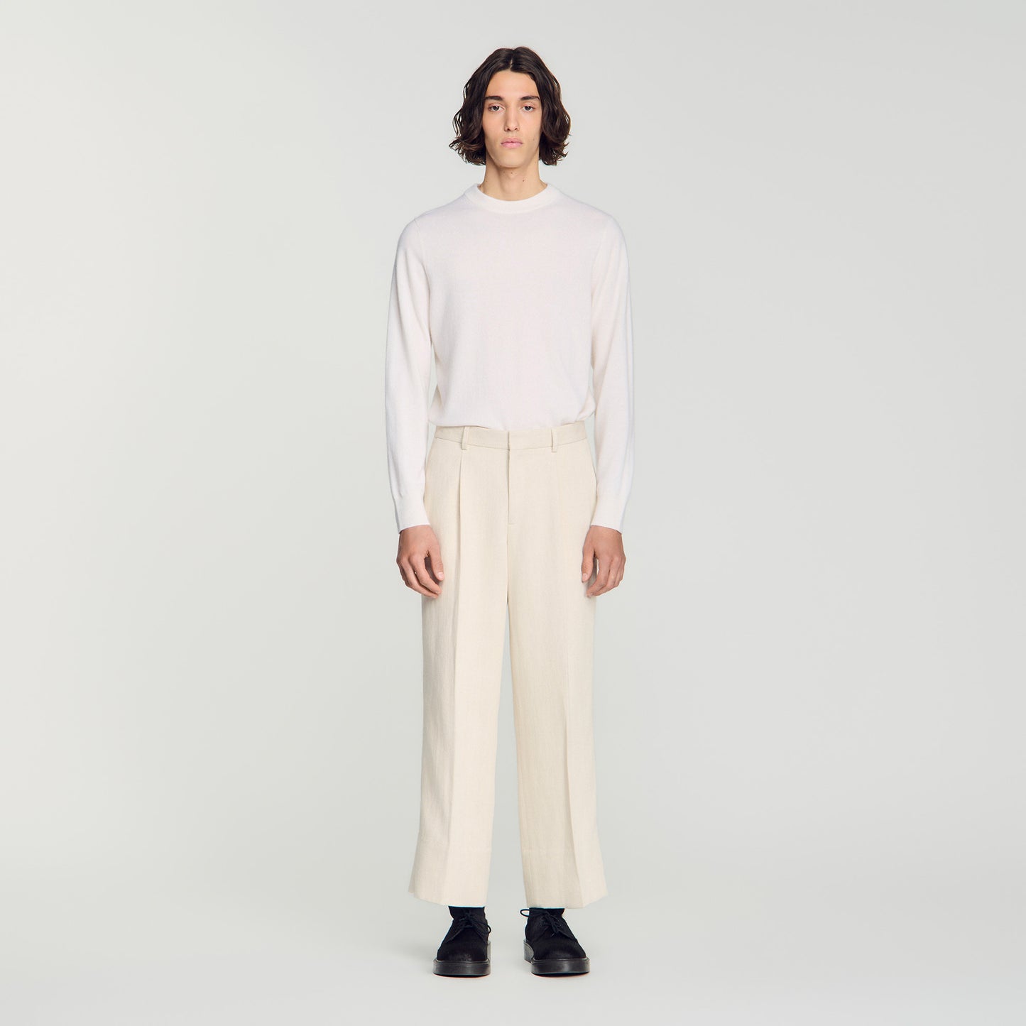 Pierre Pants Linen Straight Leg Trousers Ecru