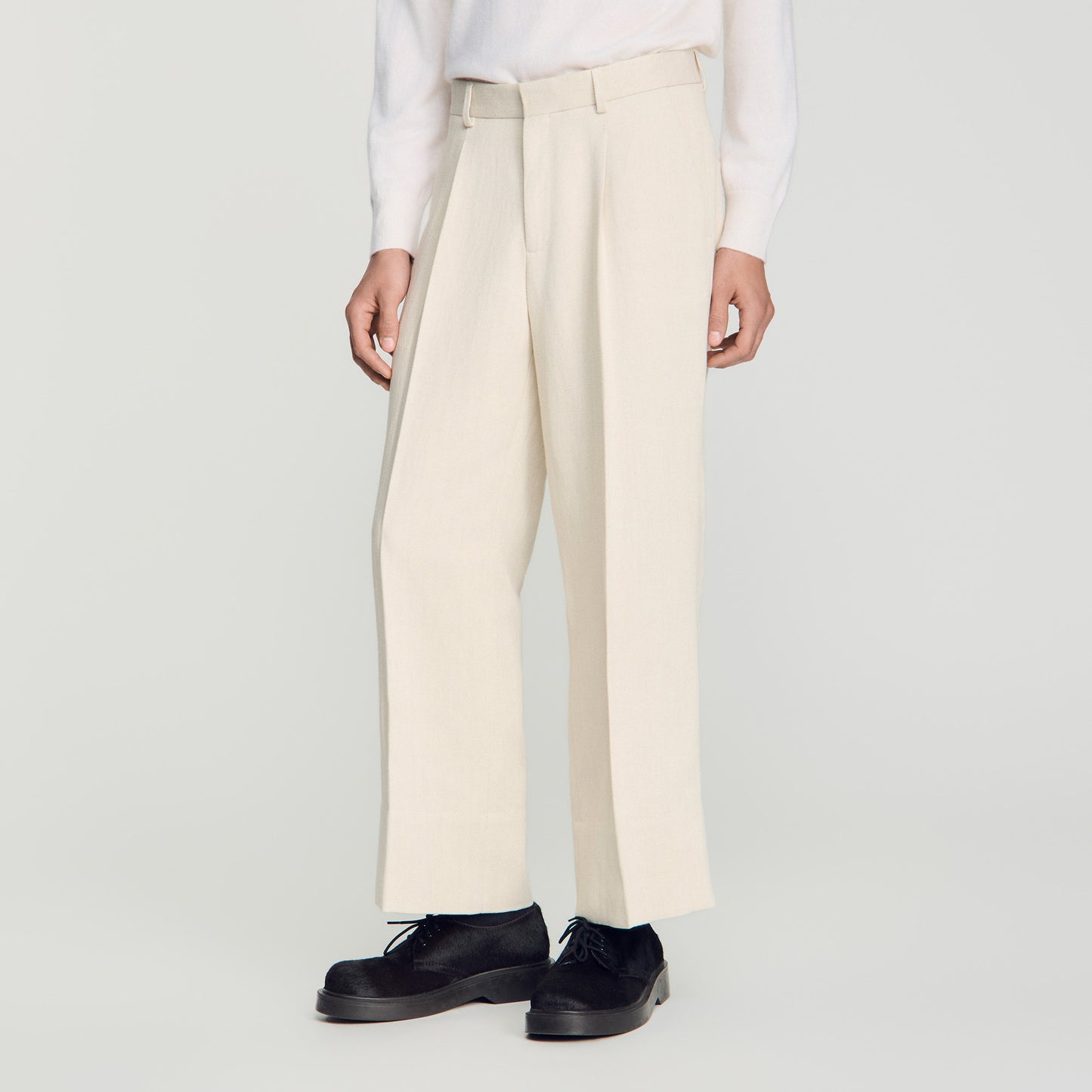 Pierre Pants Linen Straight Leg Trousers Ecru