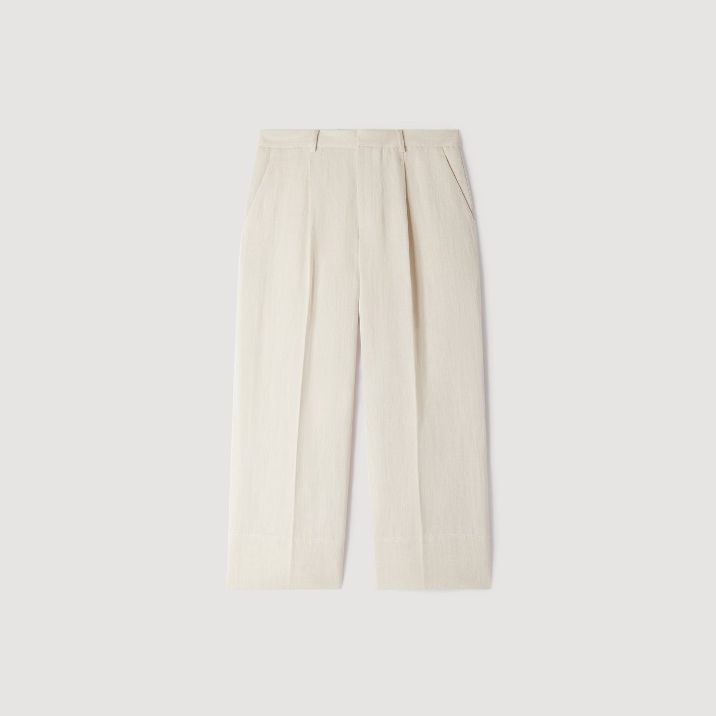 Pierre Pants Linen Straight Leg Trousers Ecru