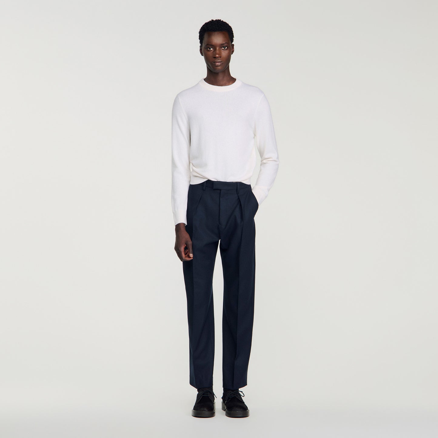 Gerard Pants Flannel Wide-leg wool trousers Navy Blue