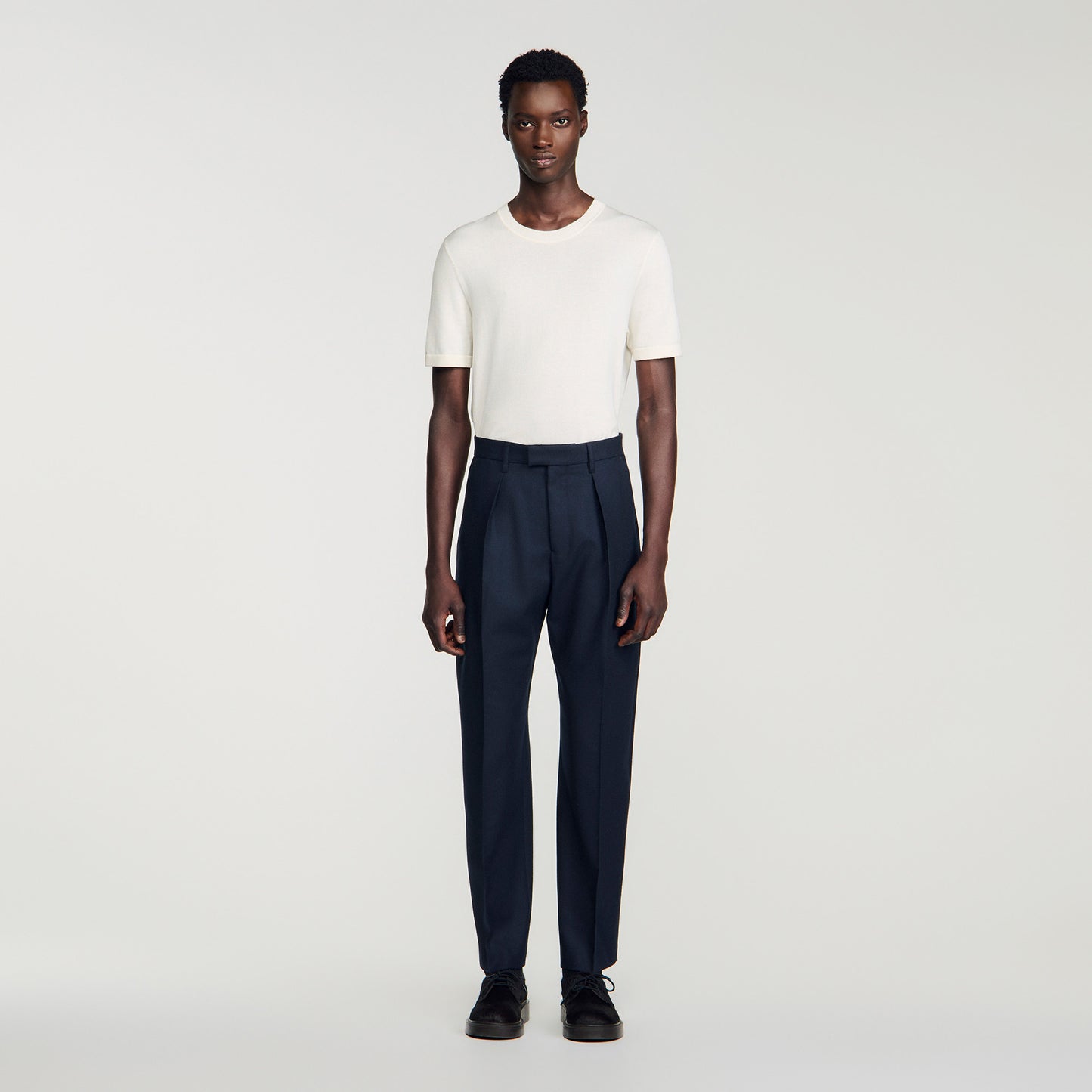 Gerard Pants Flannel Wide-leg wool trousers Navy Blue