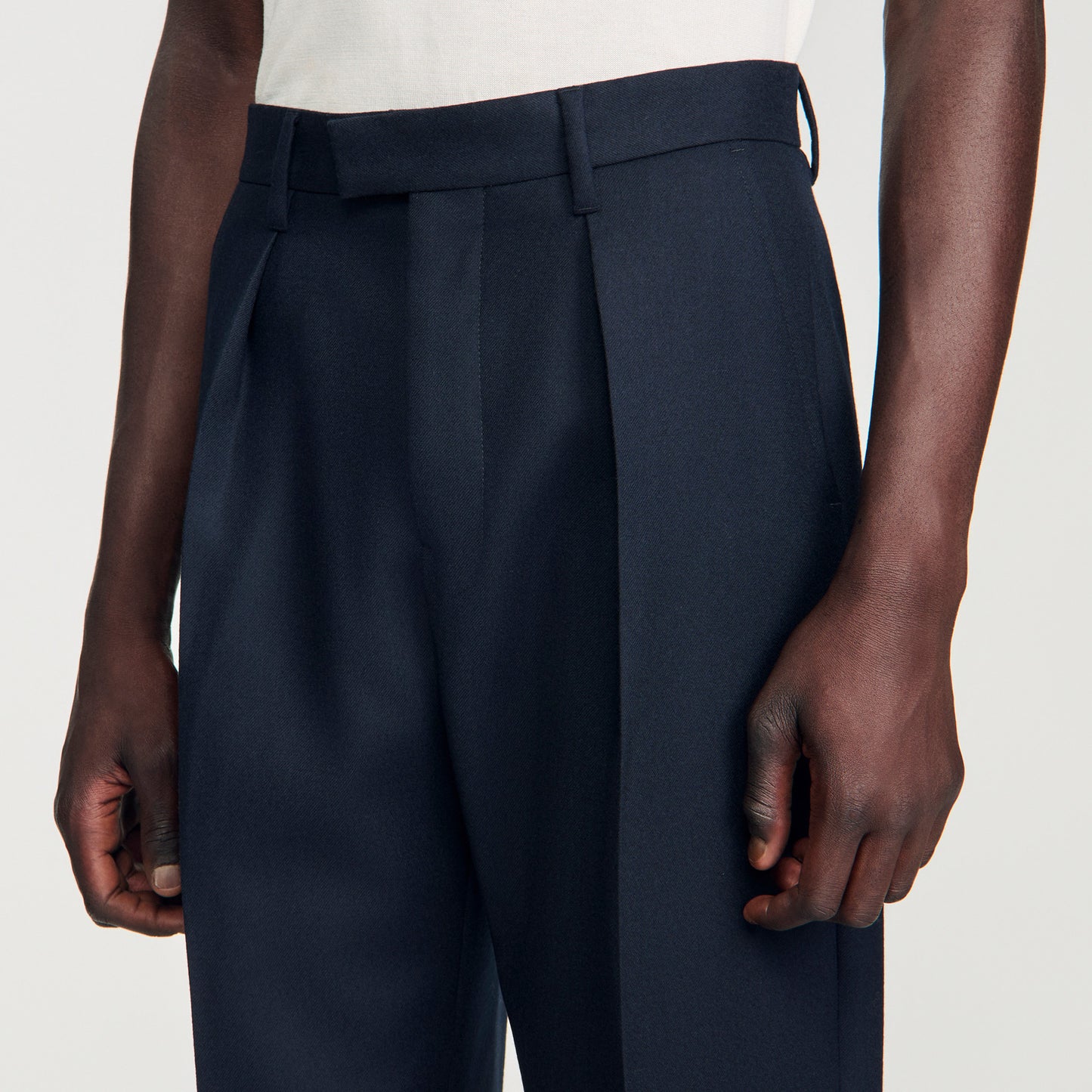 Gerard Pants Flannel Wide-leg wool trousers Navy Blue