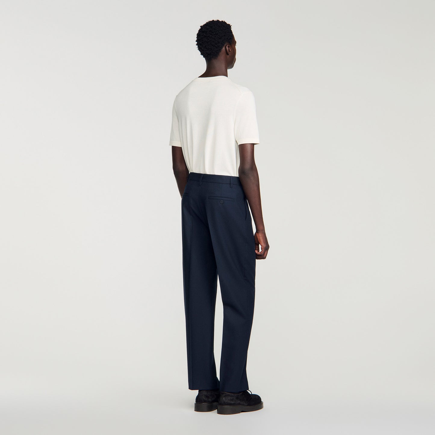 Gerard Pants Flannel Wide-leg wool trousers Navy Blue