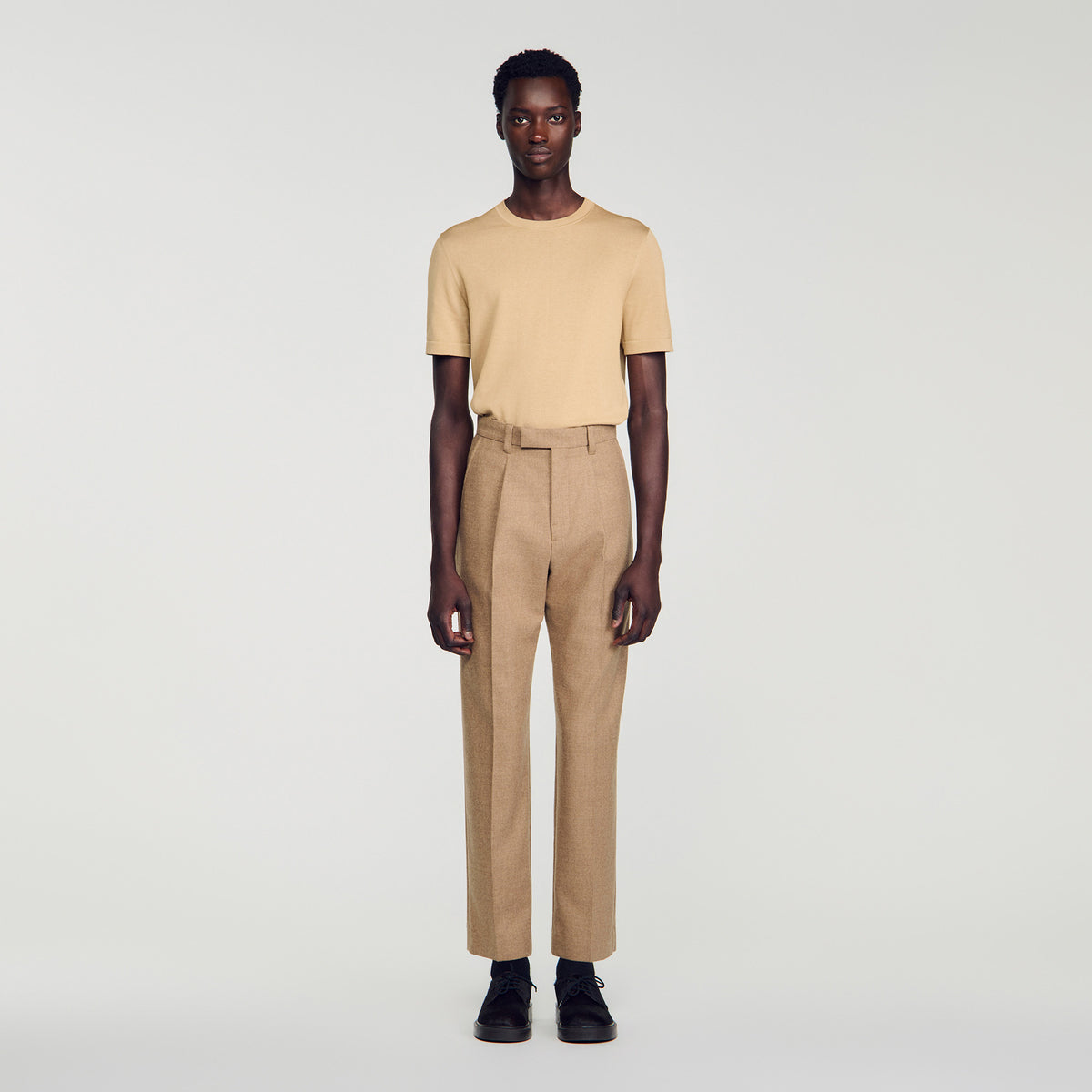 Gerard Pants Flannel Suit Beige Wide-leg wool suit trouser Beige