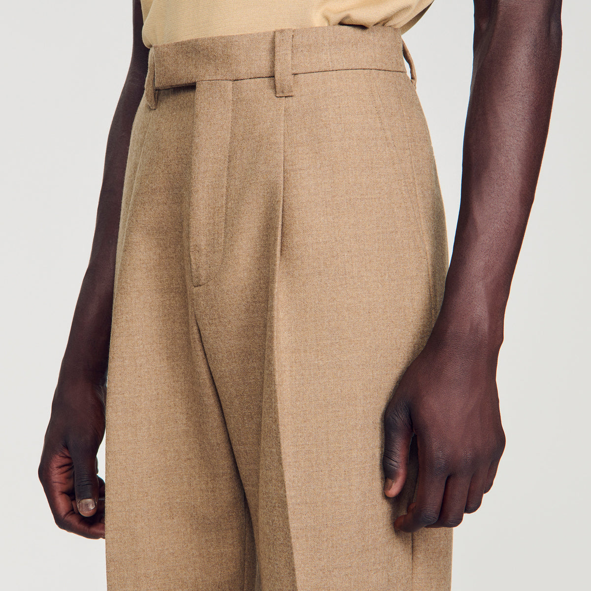 Gerard Pants Flannel Suit Beige Wide-leg wool suit trouser Beige