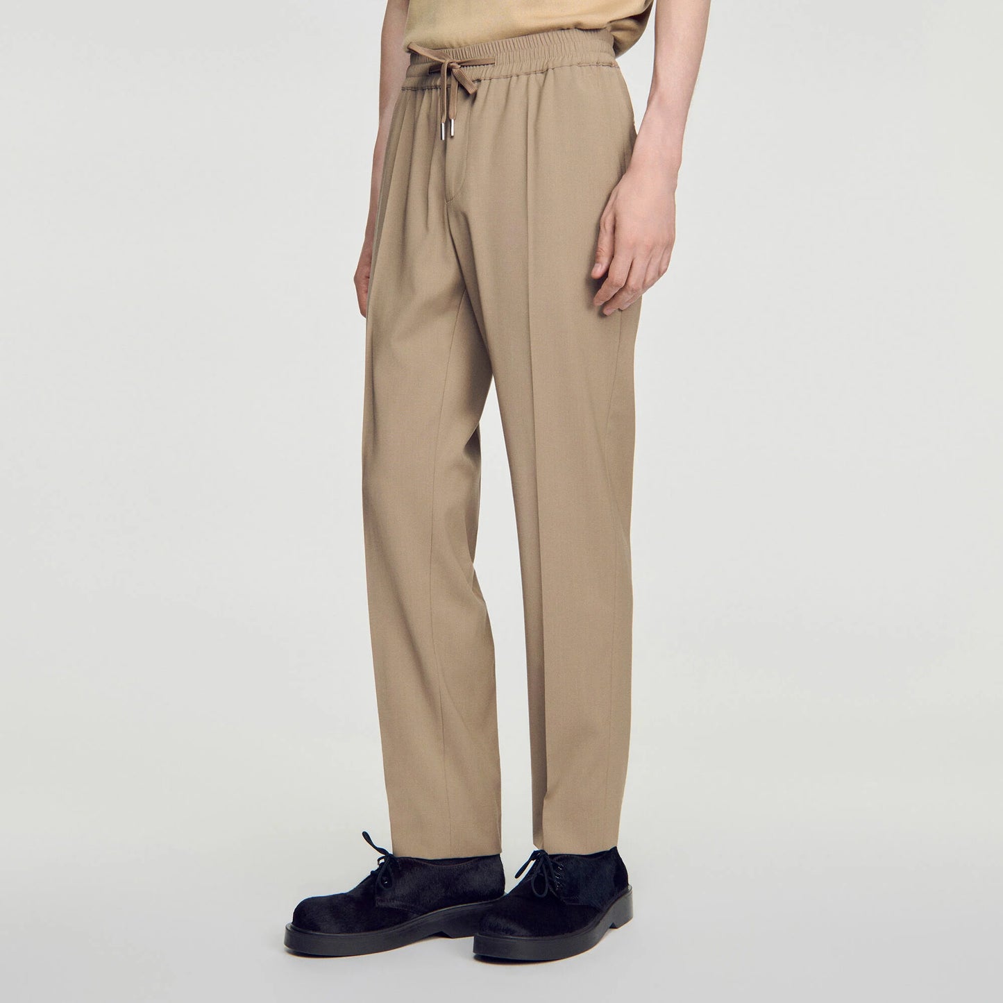 New Alpha Elasticated wool trousers Cappucino
