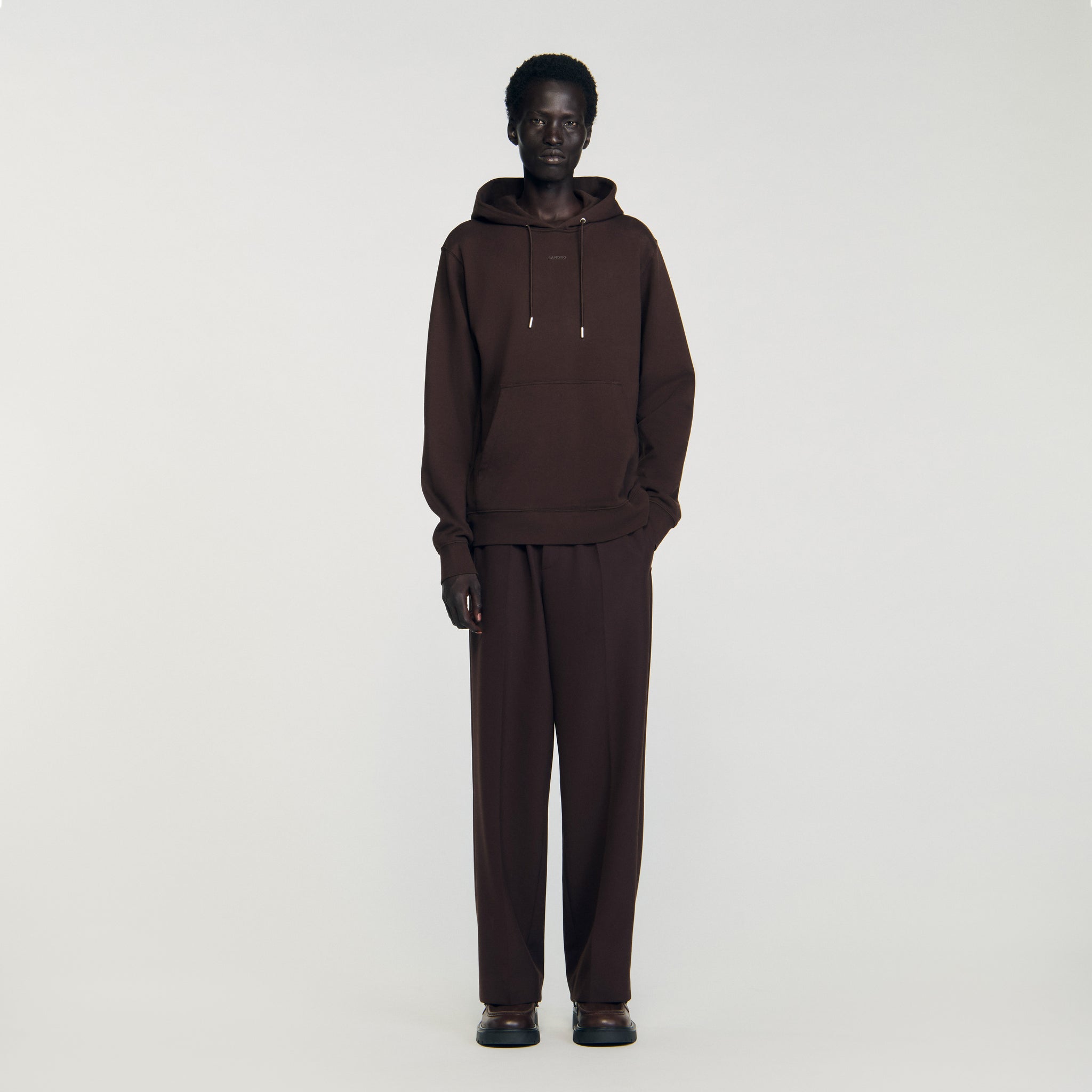 Rubber Sandro Hoodie Logo Hoodie Chocolate