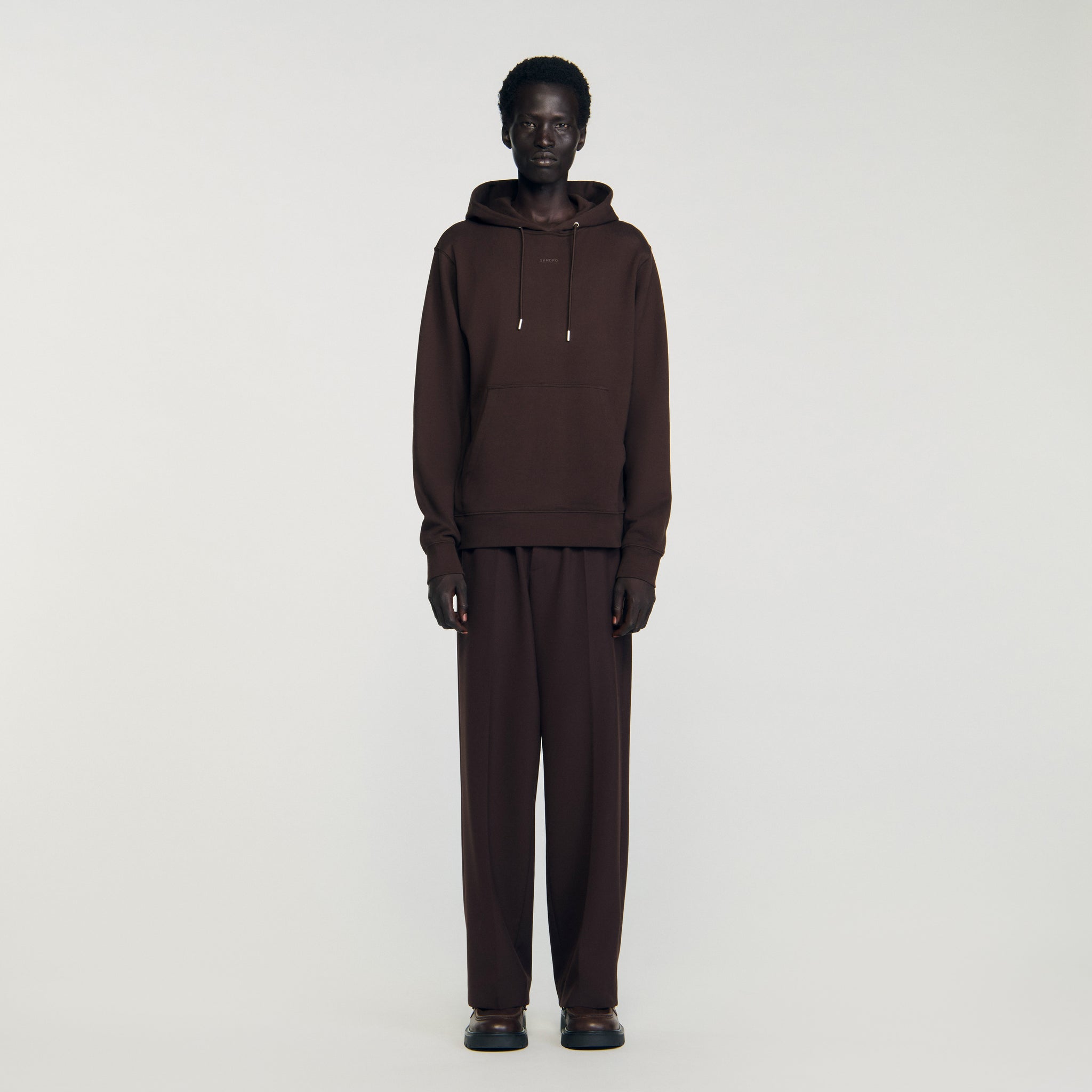 Rubber Sandro Hoodie Logo Hoodie Chocolate