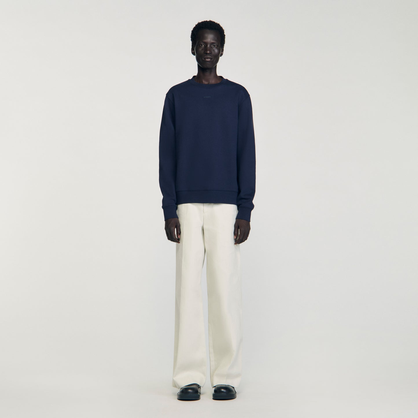 Rubber Sandro Crewneck Logo Sweatshirt Midnight Blue