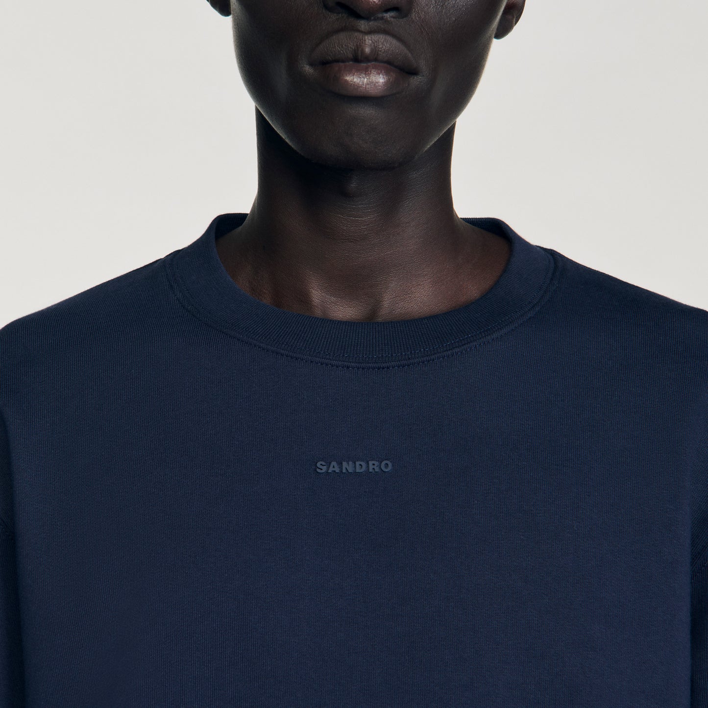 Rubber Sandro Crewneck Logo Sweatshirt Midnight Blue