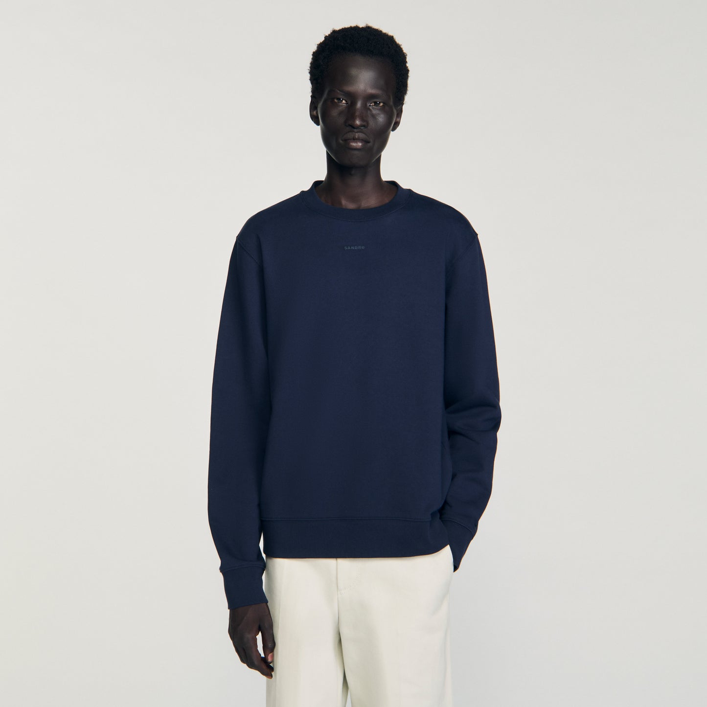 Rubber Sandro Crewneck Logo Sweatshirt Midnight Blue