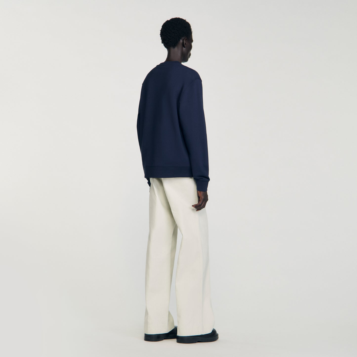 Rubber Sandro Crewneck Logo Sweatshirt Midnight Blue