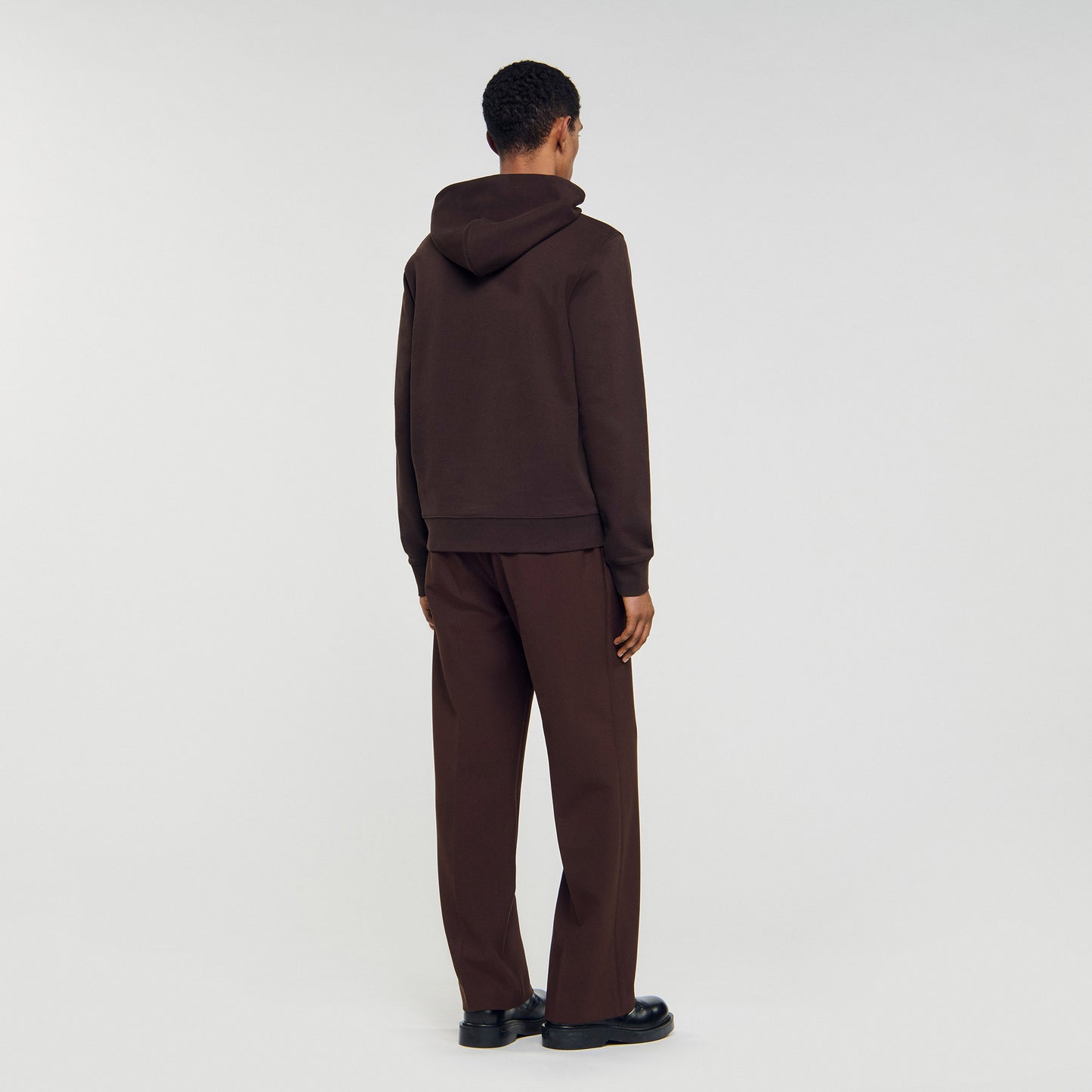 Layered Flower Hoodie Sweatshirt With Flower Patch Chocolate