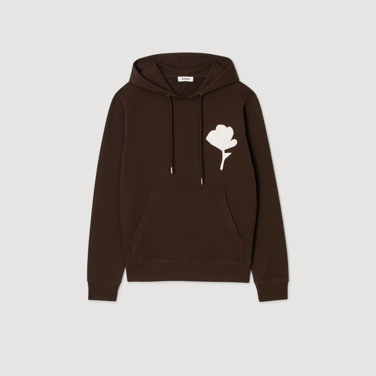 Layered Flower Hoodie Sweatshirt With Flower Patch Chocolate