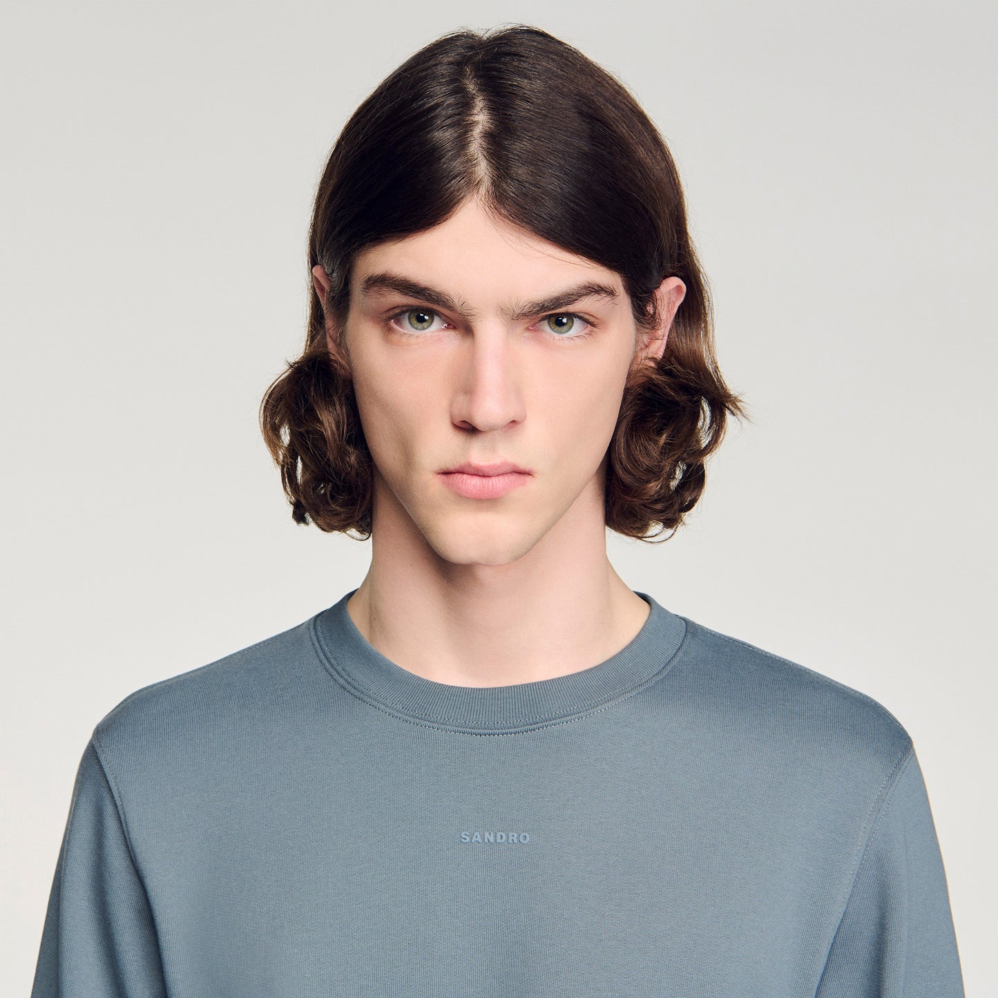 Sandro Logo Crewneck Logo Sweatshirt Grey / Blu