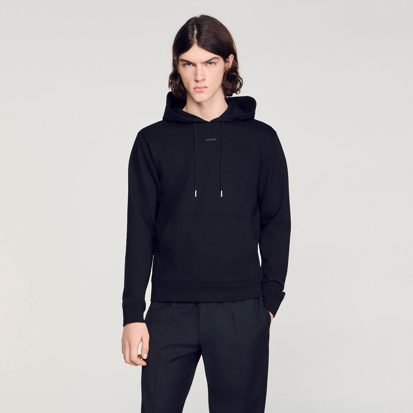 Sandro Logo Hoodie Logo Sweatshirt Black