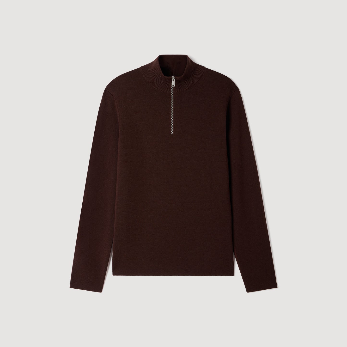 Zip Sweater Wool jumper with zip collar Chocolate