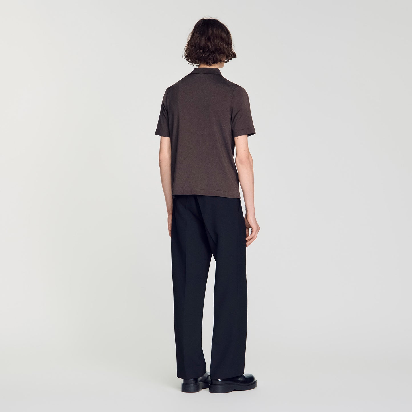 Pablo Zip Zip-up knit polo shirt Chocolate