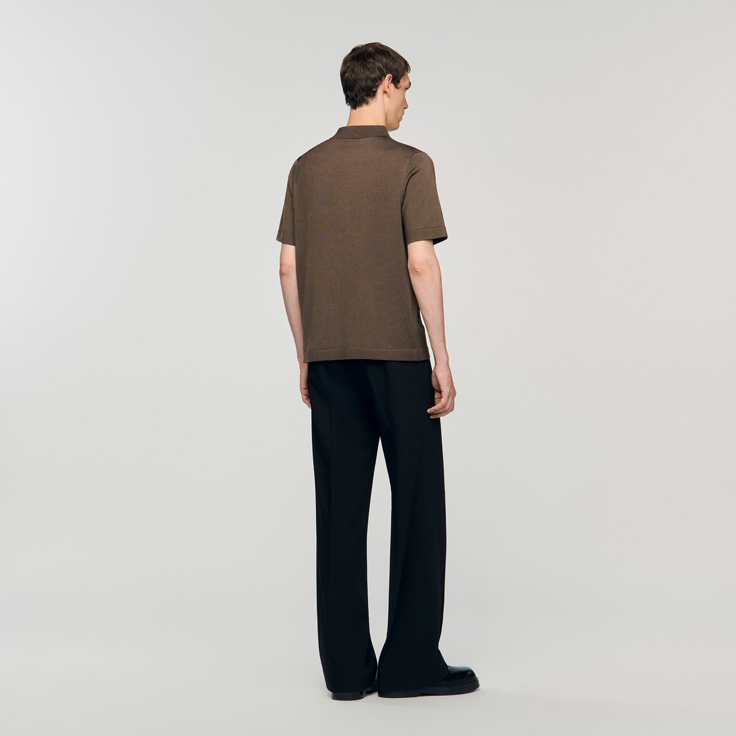 Pablo Zip Knitted Polo Shirt With Zip Collar Taupe