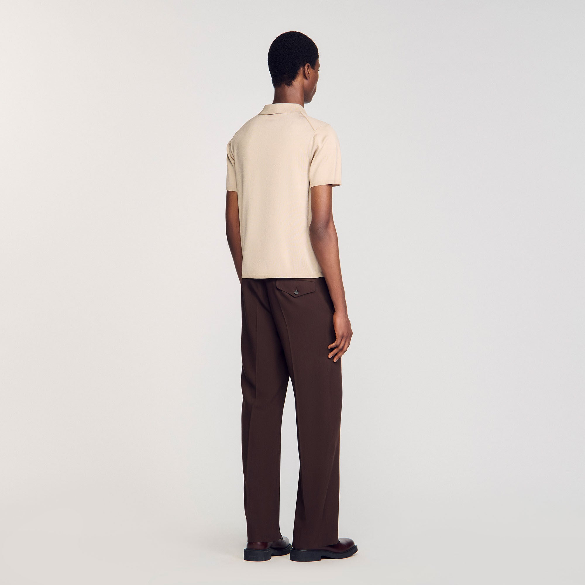 Short-Sleeve Knitted Polo Shirt Oats