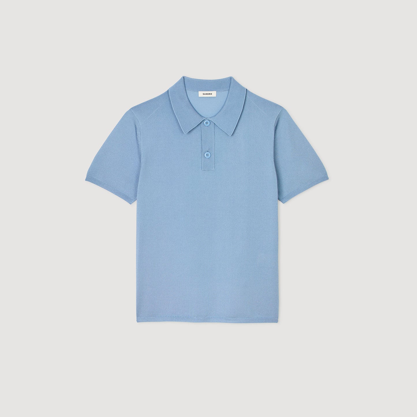 Short-Sleeve Knitted Polo Shirt Chambray