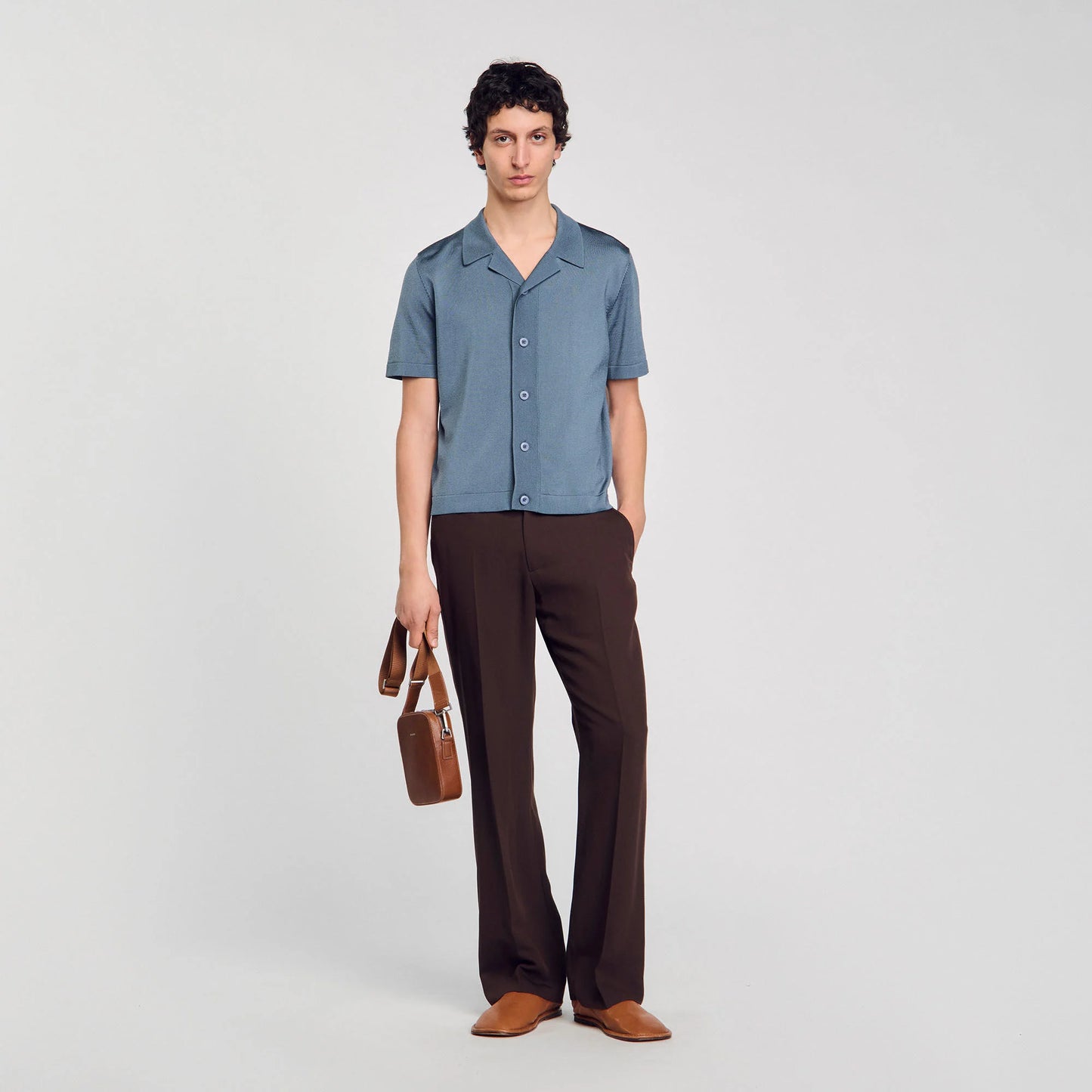 Knit Shirt Short-Sleeved Shirt Dark Chambray