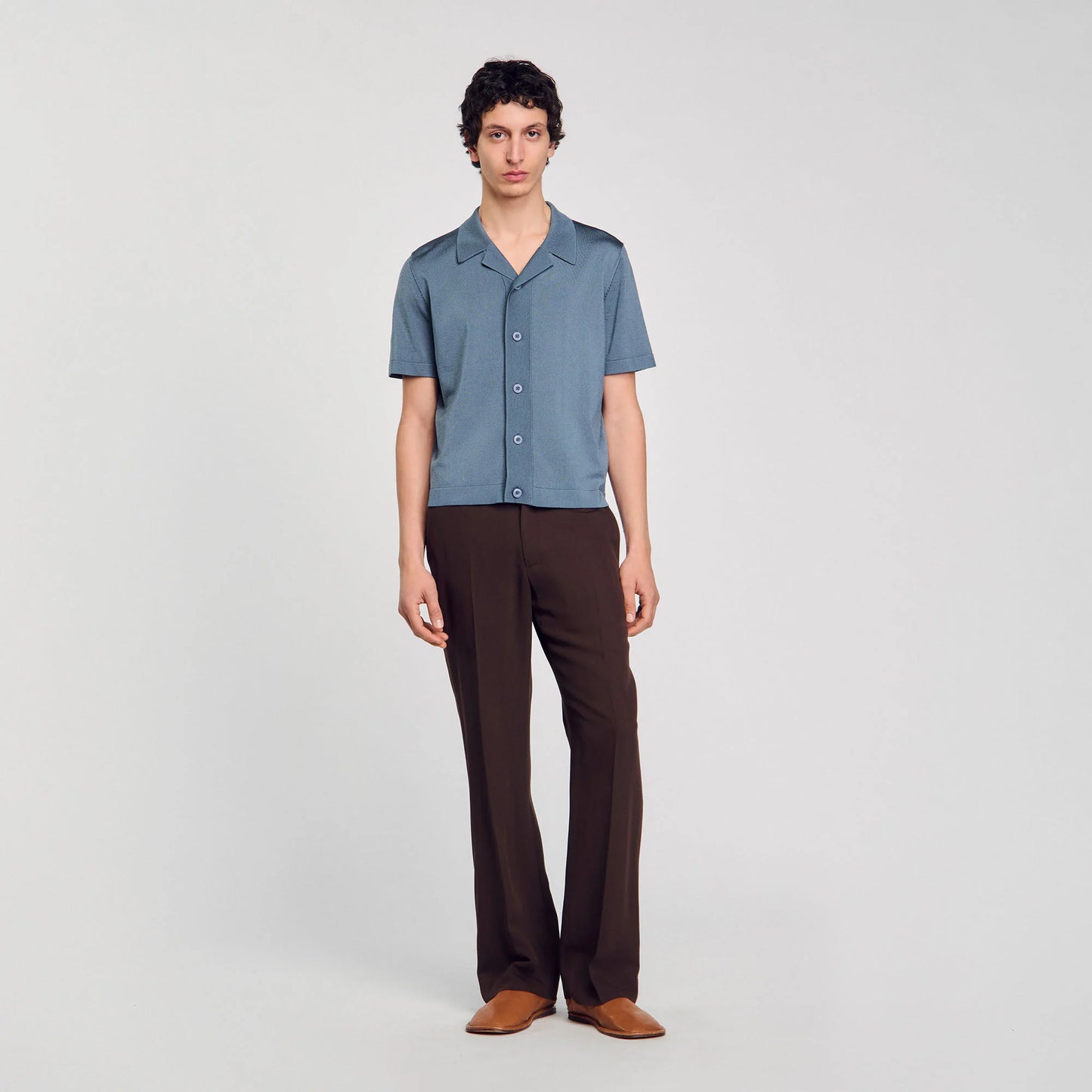 Knit Shirt Short-Sleeved Shirt Dark Chambray