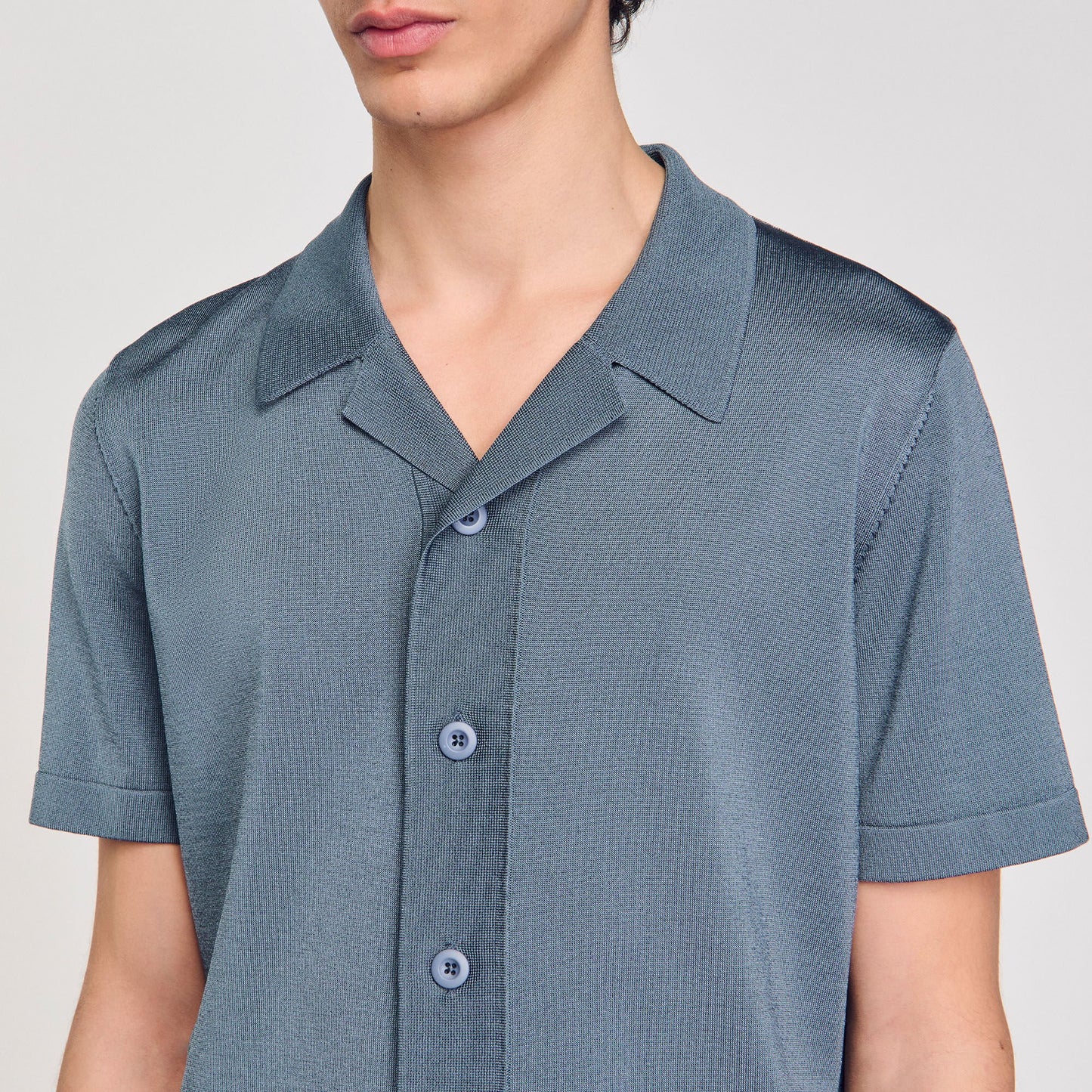 Knit Shirt Short-Sleeved Shirt Dark Chambray