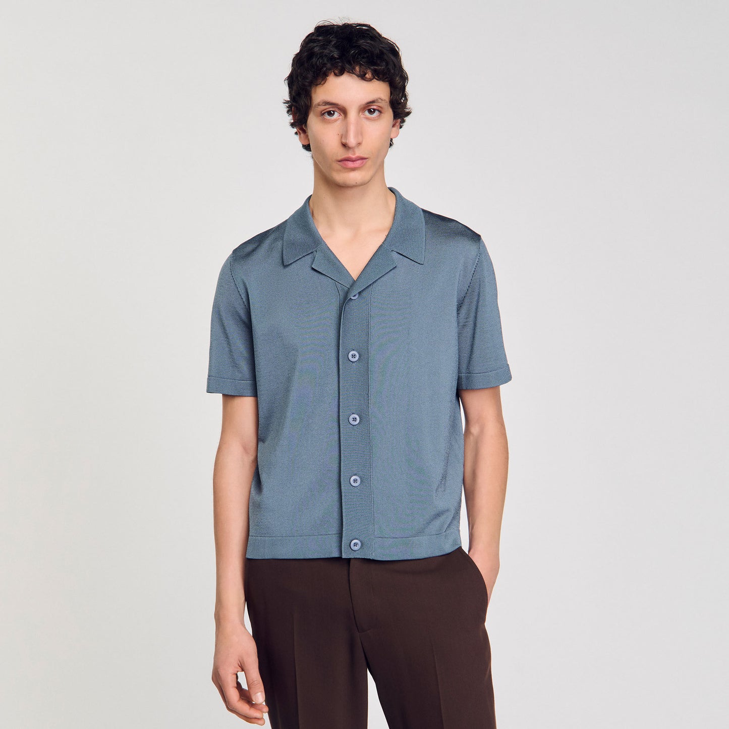 Knit Shirt Short-Sleeved Shirt Dark Chambray