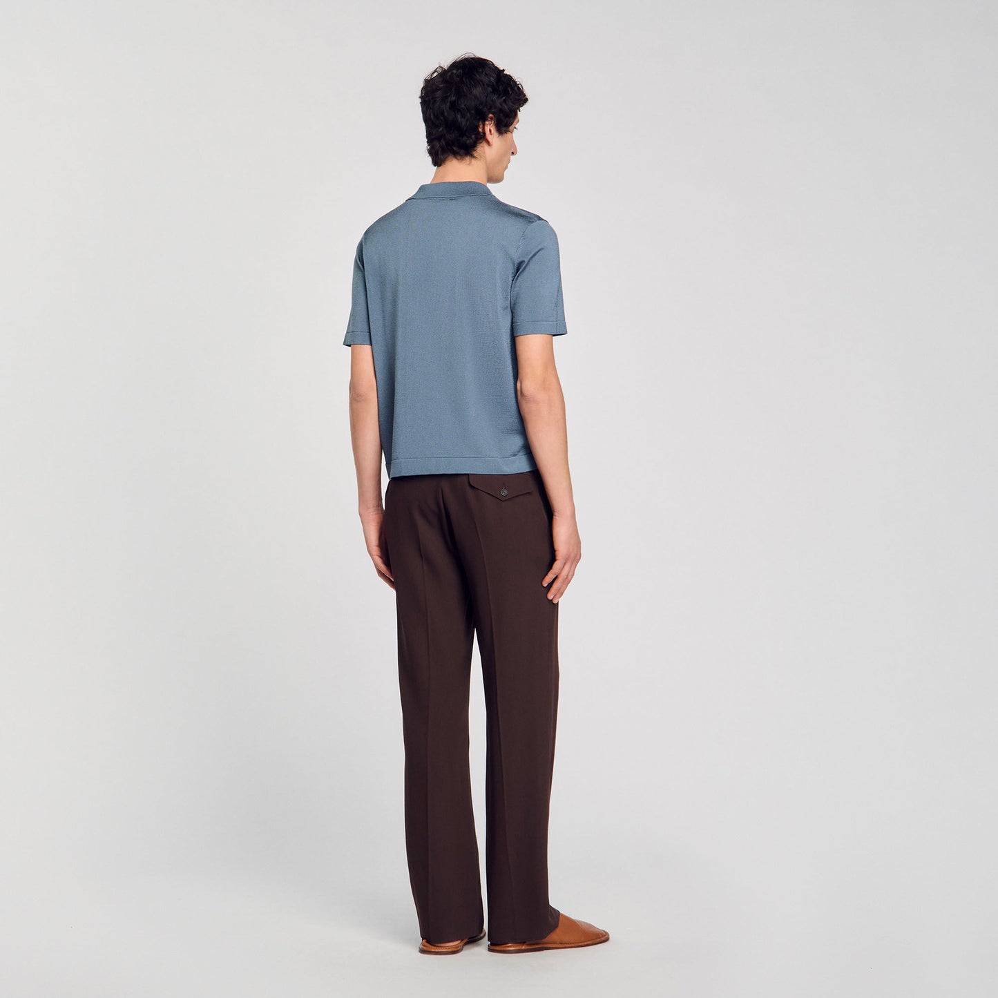 Knit Shirt Short-Sleeved Shirt Dark Chambray