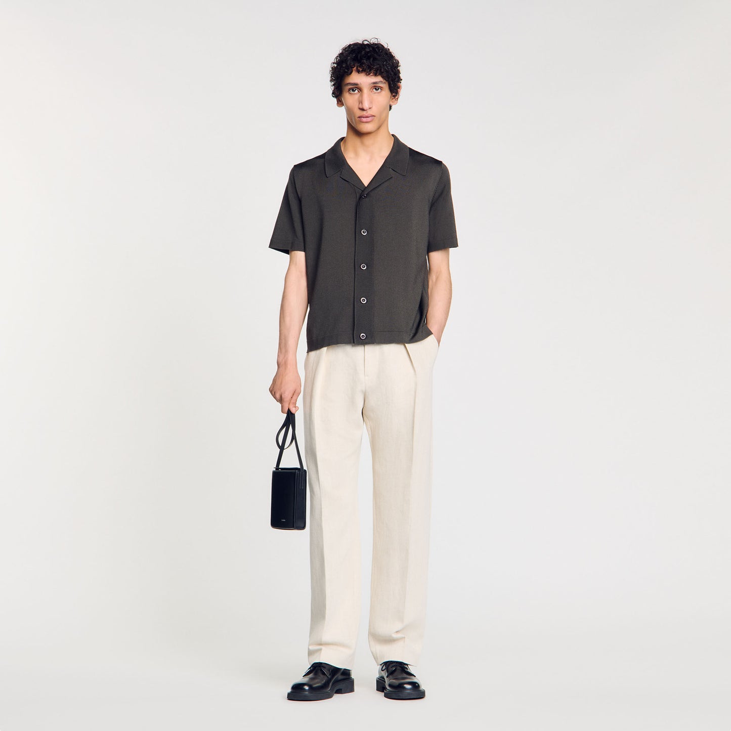 Knit Shirt Short-Sleeved Shirt Dark Kaki.