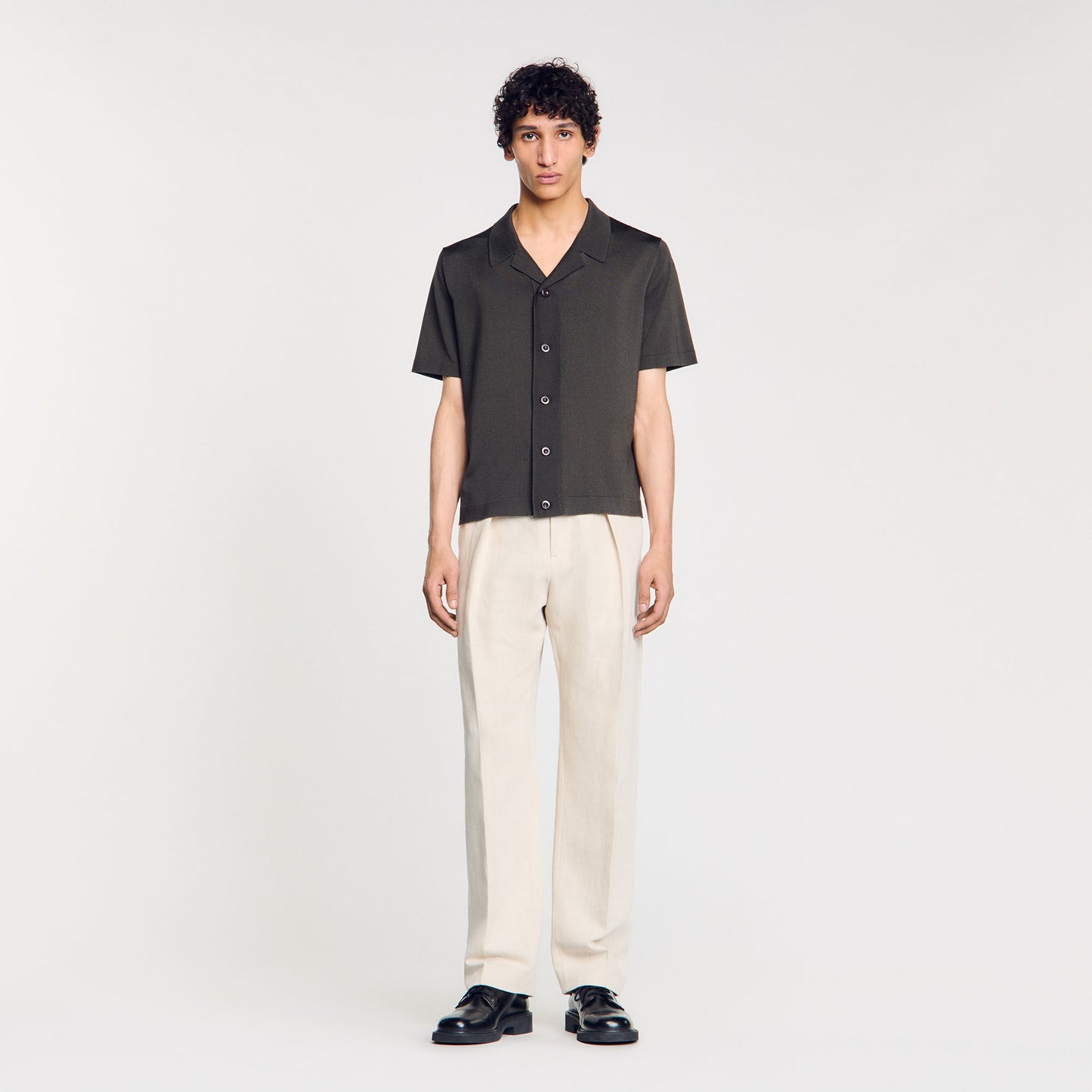 Knit Shirt Short-Sleeved Shirt Dark Kaki.
