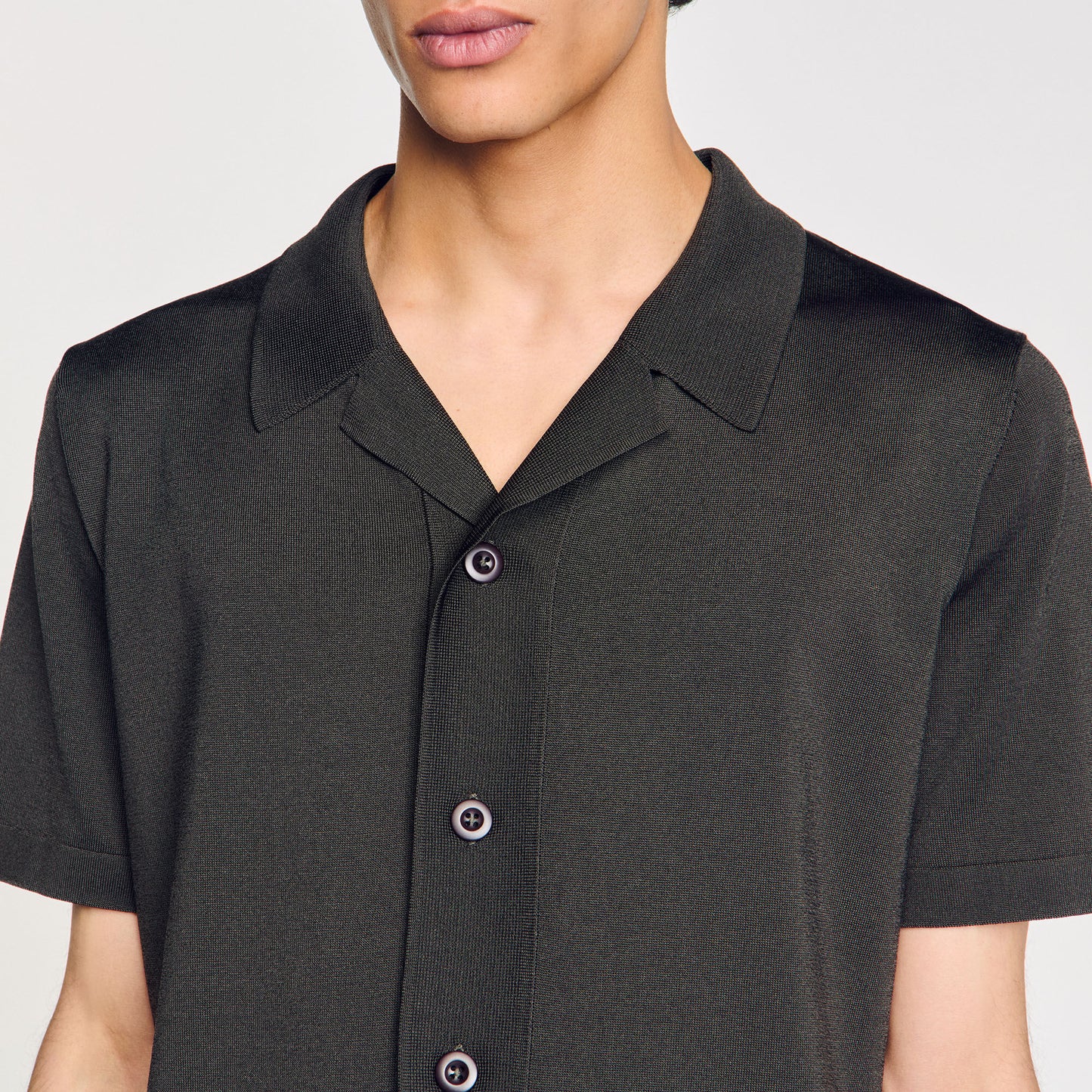 Knit Shirt Short-Sleeved Shirt Dark Kaki.