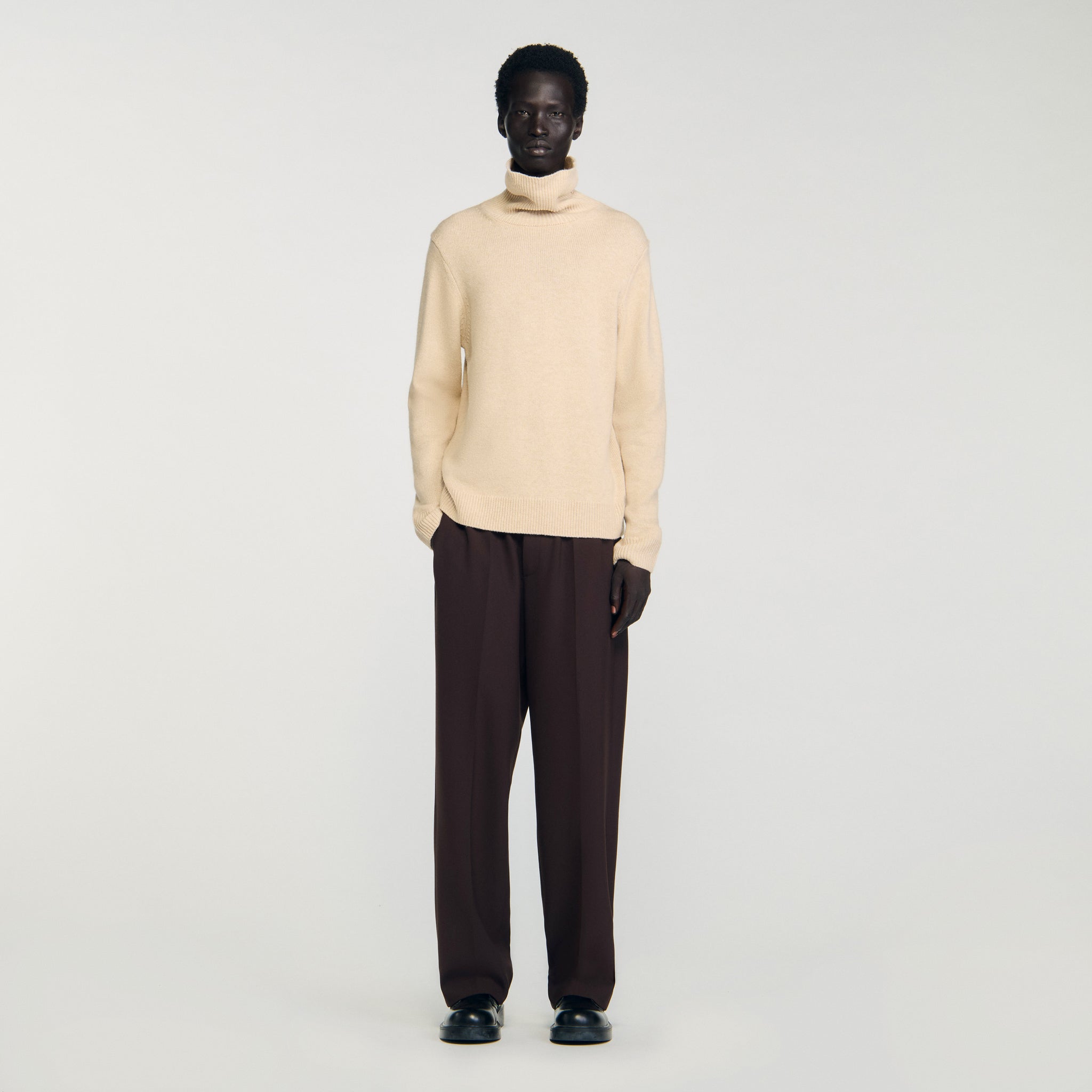 Yak Wool And Cashmere Turtleneck Jumper Beige