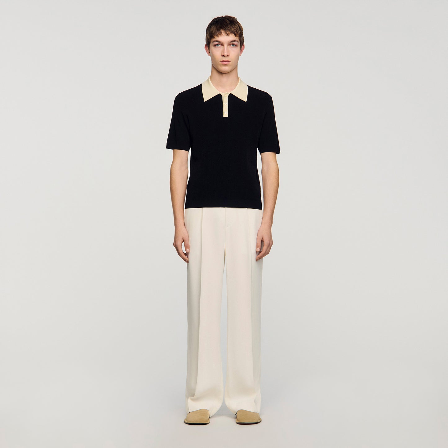 Polo Simone Two-Tone Polo Shirt Black